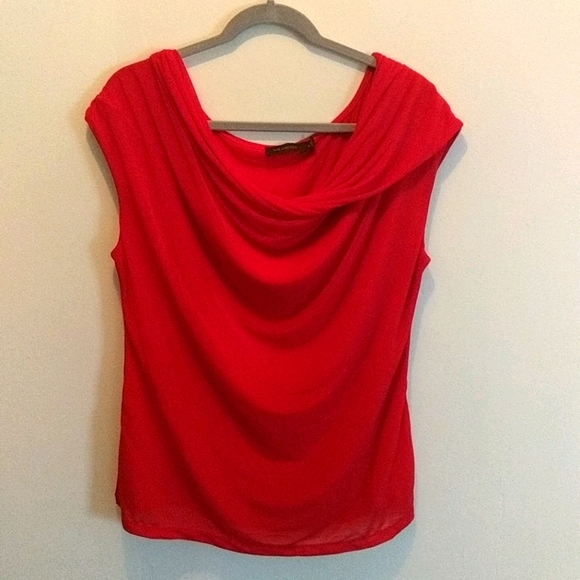 The Limited Red Asymmetrical Twist Neck Top - Picture 1 of 6